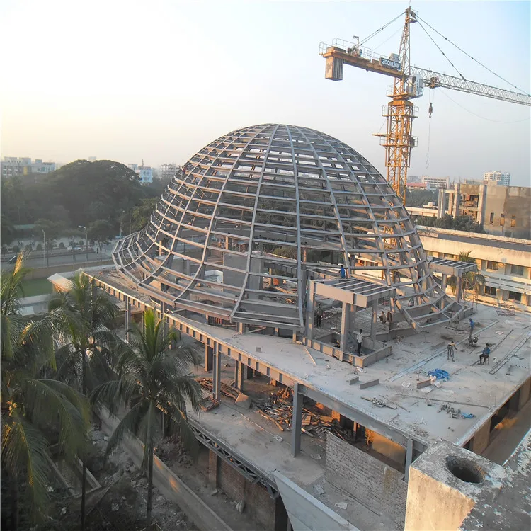 Prefab Steel Structure Warehouse for Commercial Office Building Dome Roof with Aluminium Alloy Sheet Facade