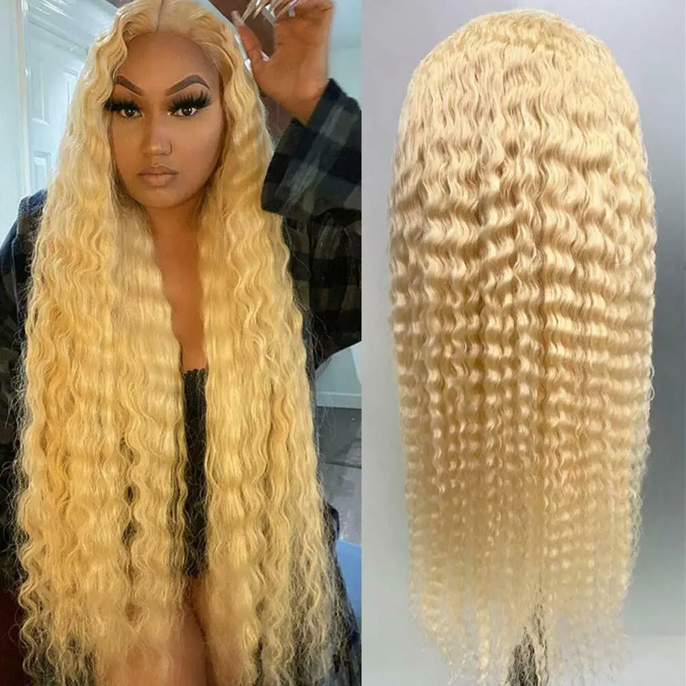 
613 blonde Closure Wigs For Black Women Human Hair Virgin Cuticle Aligned Hair blond Hd Lace Front Wig Straight Full Lace Wigs 