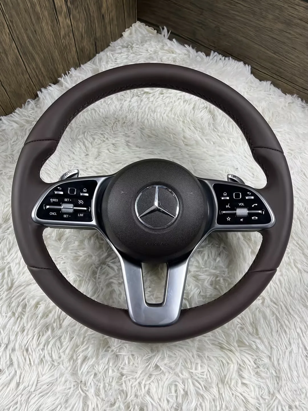 Leather and Alcantara Material Sports D-shape c63s w205 steering wheel for Benz all series