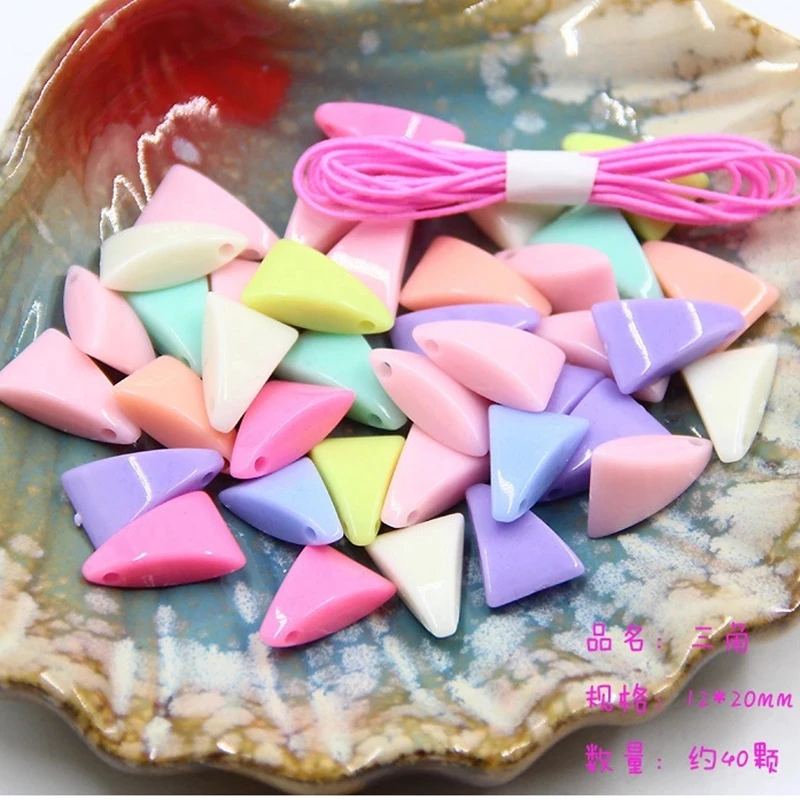 Factory Plastic Beads Acrylic Big Hole Pony Beads set DIY Kit 35 grams a pack with cord