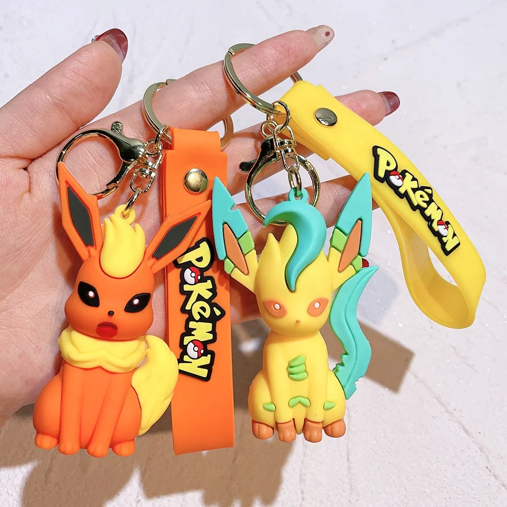 New Designs Pokemoned Rubber Cute Toy Keychain Sylveon Eevee Series PVC 3D Key Chain Ring