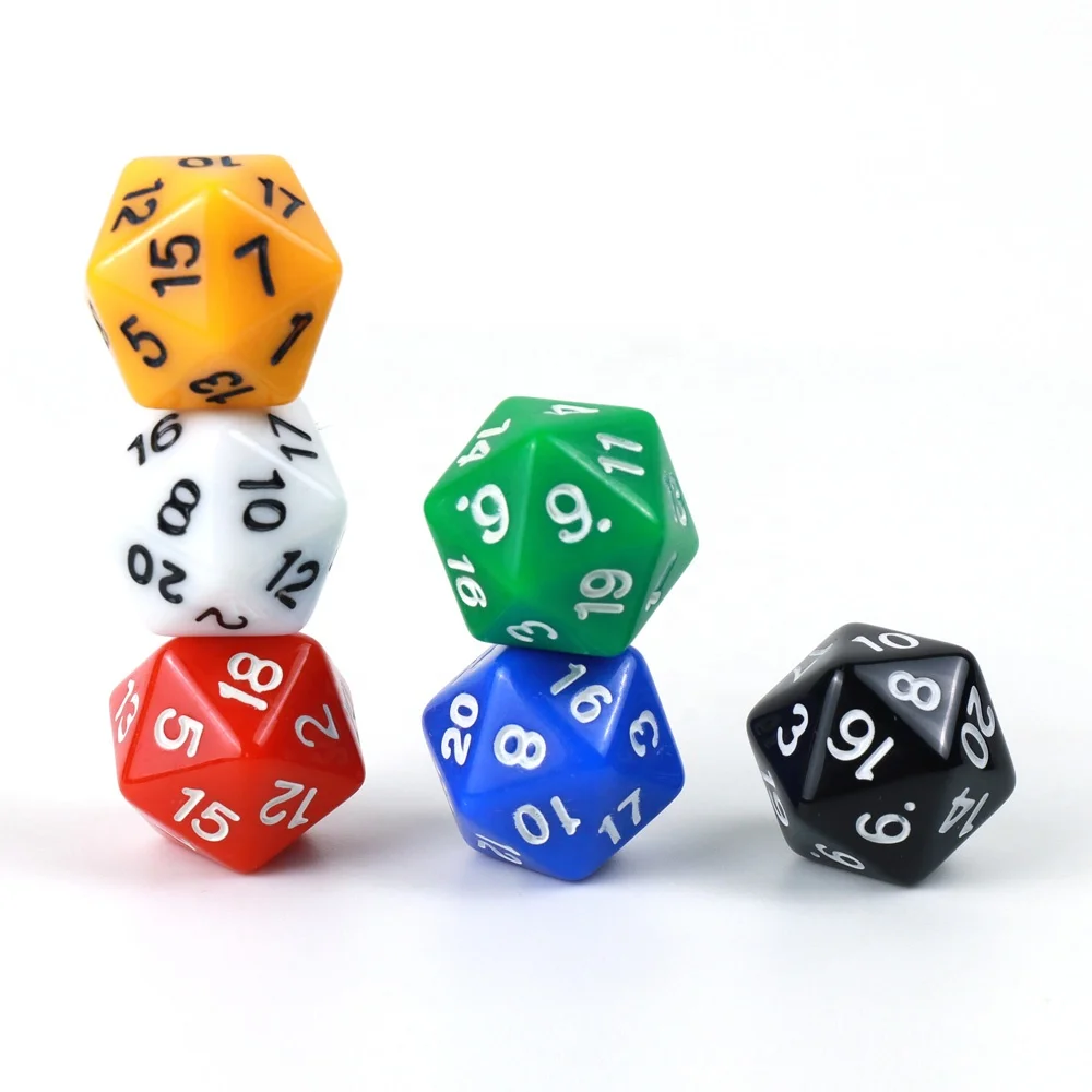 Wholesale colorful d20 sided dice custom acrylic bulk polyhedral stone dice with number for playing drinking game or casino