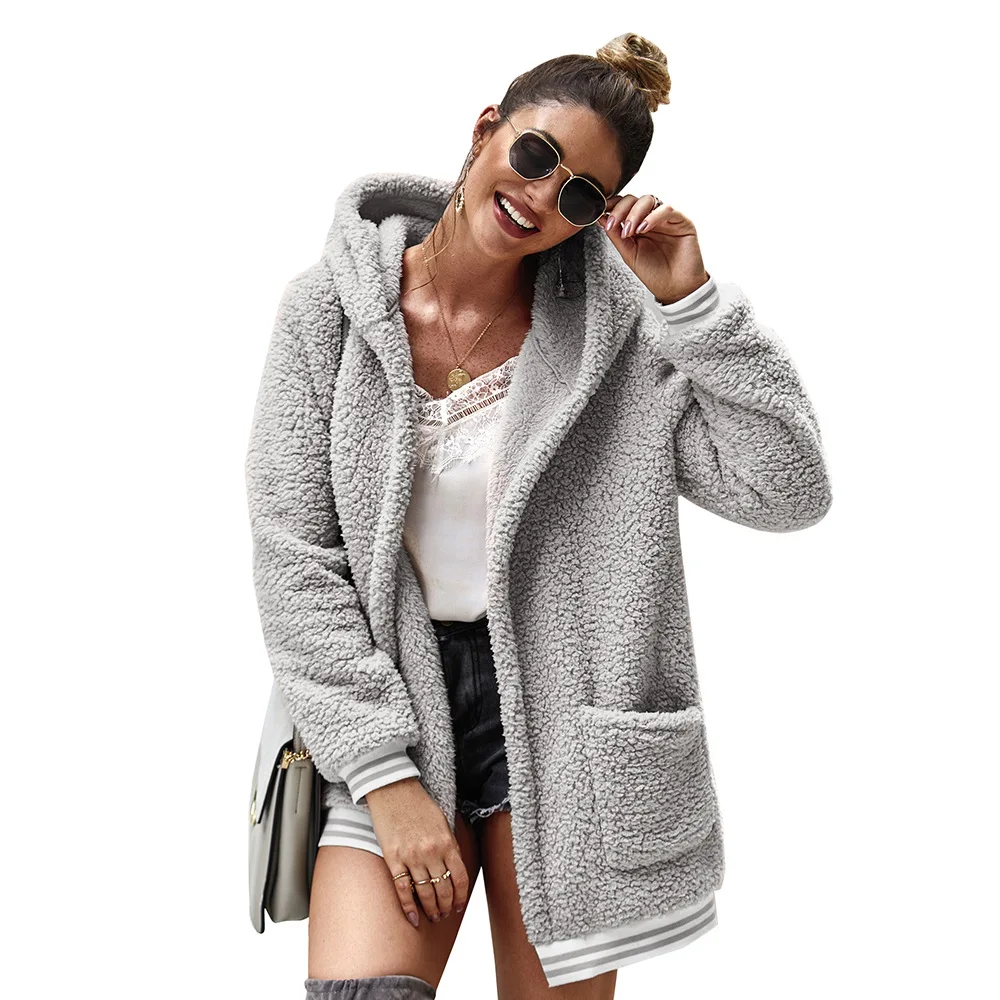 She in outwear New  winter clothes for women fashion casual Hooded  coat long top sweaters