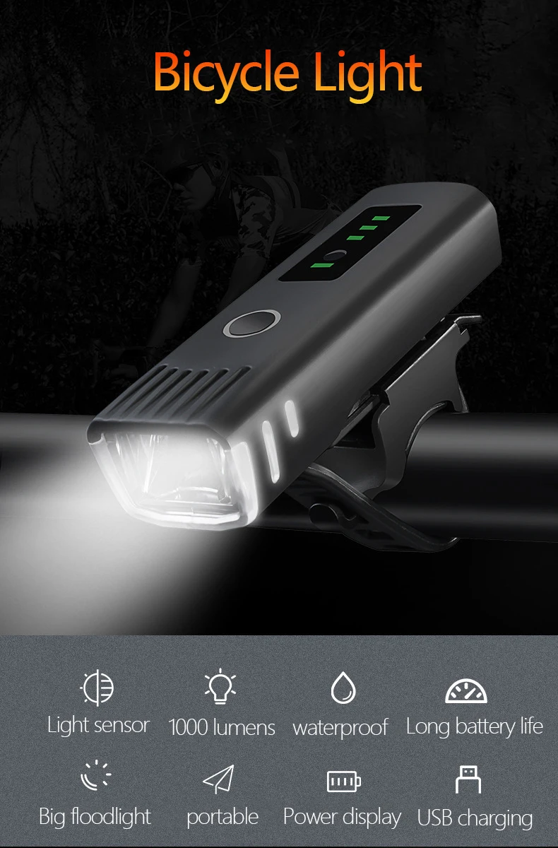 Helius Outdoor IP65 Waterproof 4 modes Battery USB Charging Smart Sensor Bike Light Headlight Combo Set Lamp Led Bicycle Light