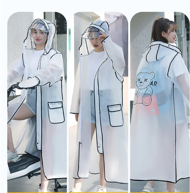 2022 new  EVA hooded adult  raincoat motorcycle long style rainwear for outdoor