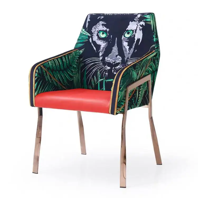 2021 Upholstered Blue Velvet Brass Stainless Steel Legs Tufted Dining Chair