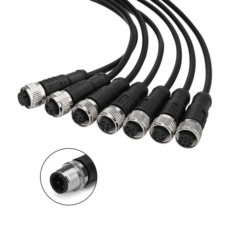 Industrial Male Female Aviation Plug Connectors Forming Connection Line 2 3 4 5 8-Core M12 Waterproof Connector