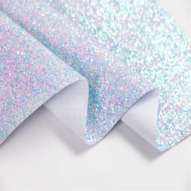 Good Quality Fabric Fine Helographic Rolls Blue Glitter Faux Leather A4 Sheets