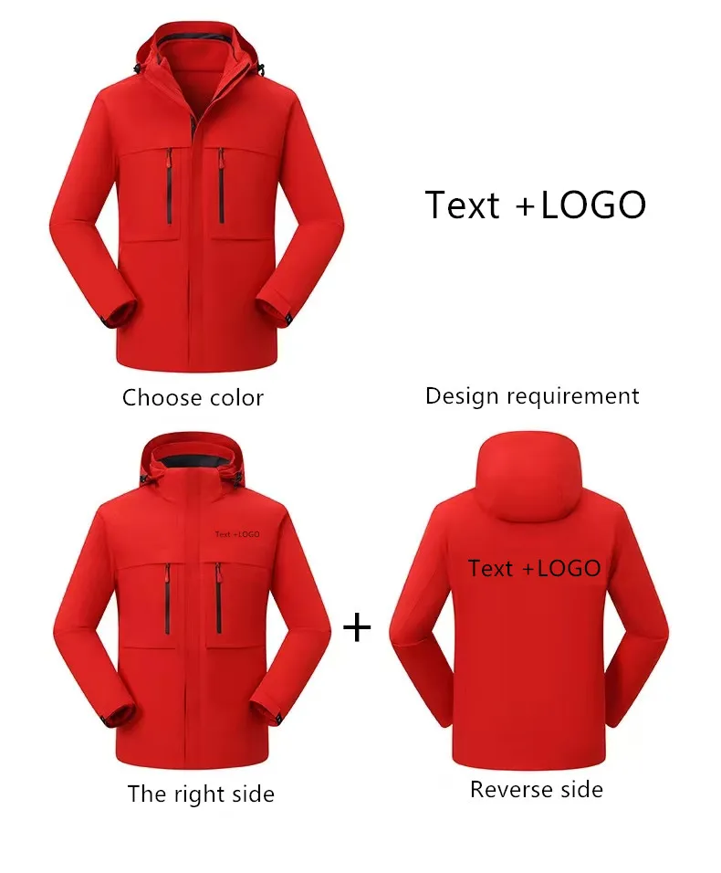 Waterproof Winter High-end Brand  Windbreaker Outdoor Work Sports Three-in-one Jackets Windproof Soft Shell Winter Jacket