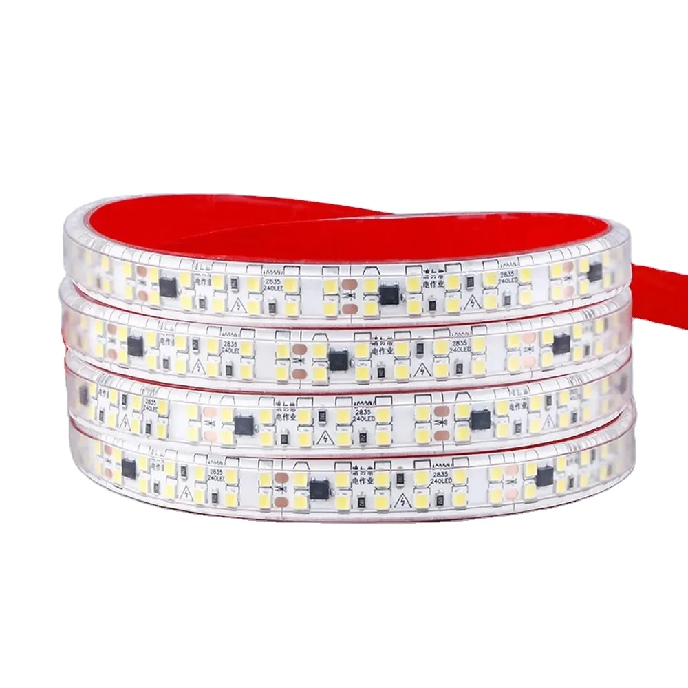 AC Led Strip Light 220V Lamp 2835 240 LEDs/M 5cm per cut IP67 Waterproof Outdoor flexible Led Strip Lights  Diode Tape Adhesive