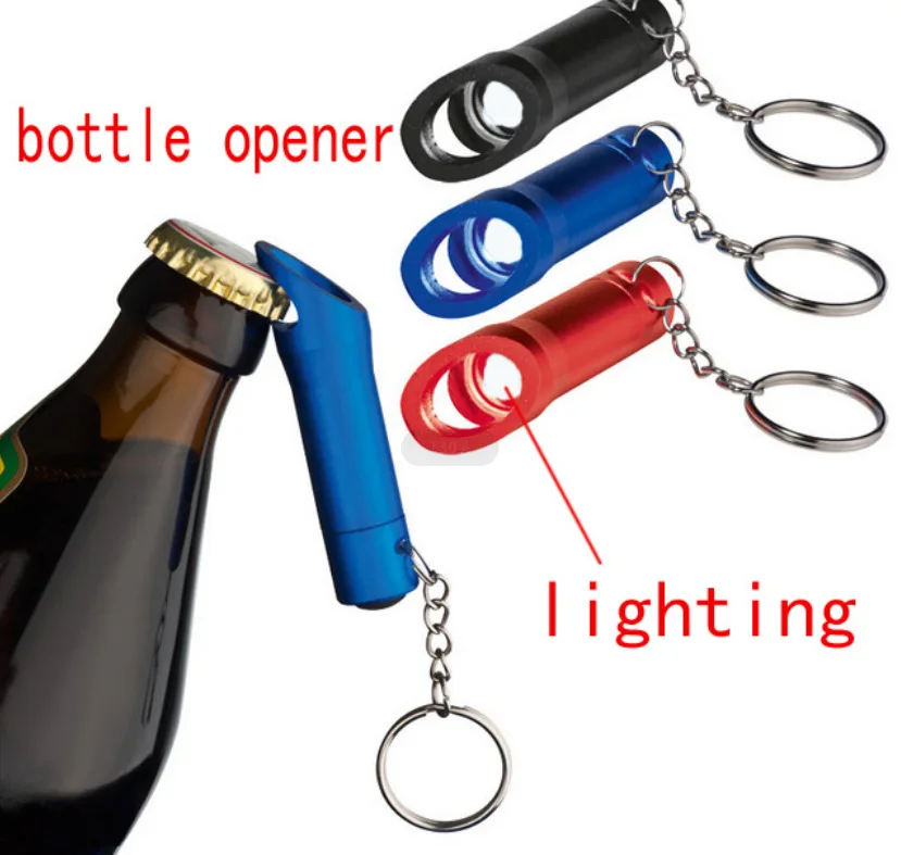 Aluminum alloy flashlight Bottle Opener LED keychain Gift bottle Opener camping opener with lighting