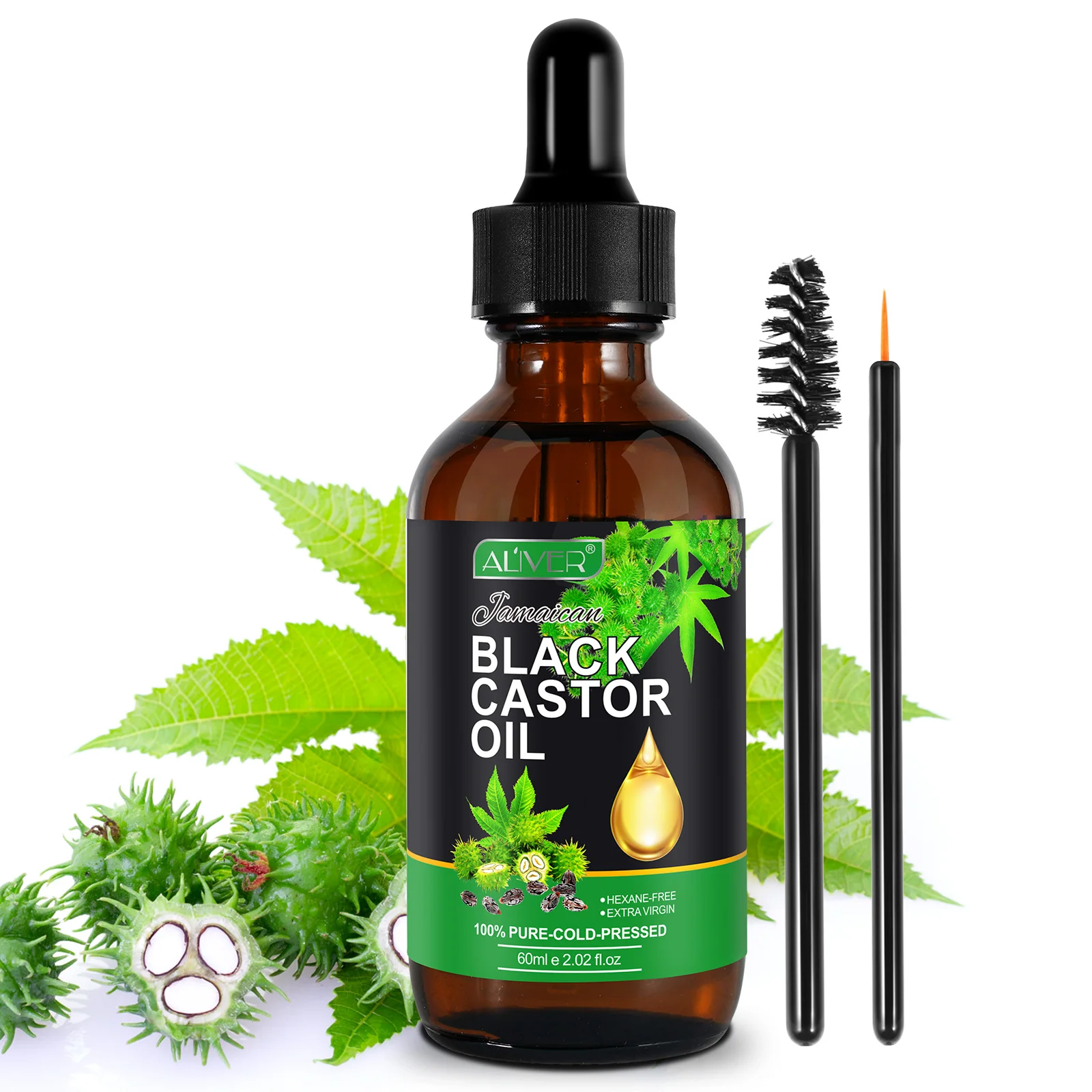 ALIVER women full body massage oil,60ml detox immune enhancing pure black castor oil jamaican natural,cold pressed castor oil