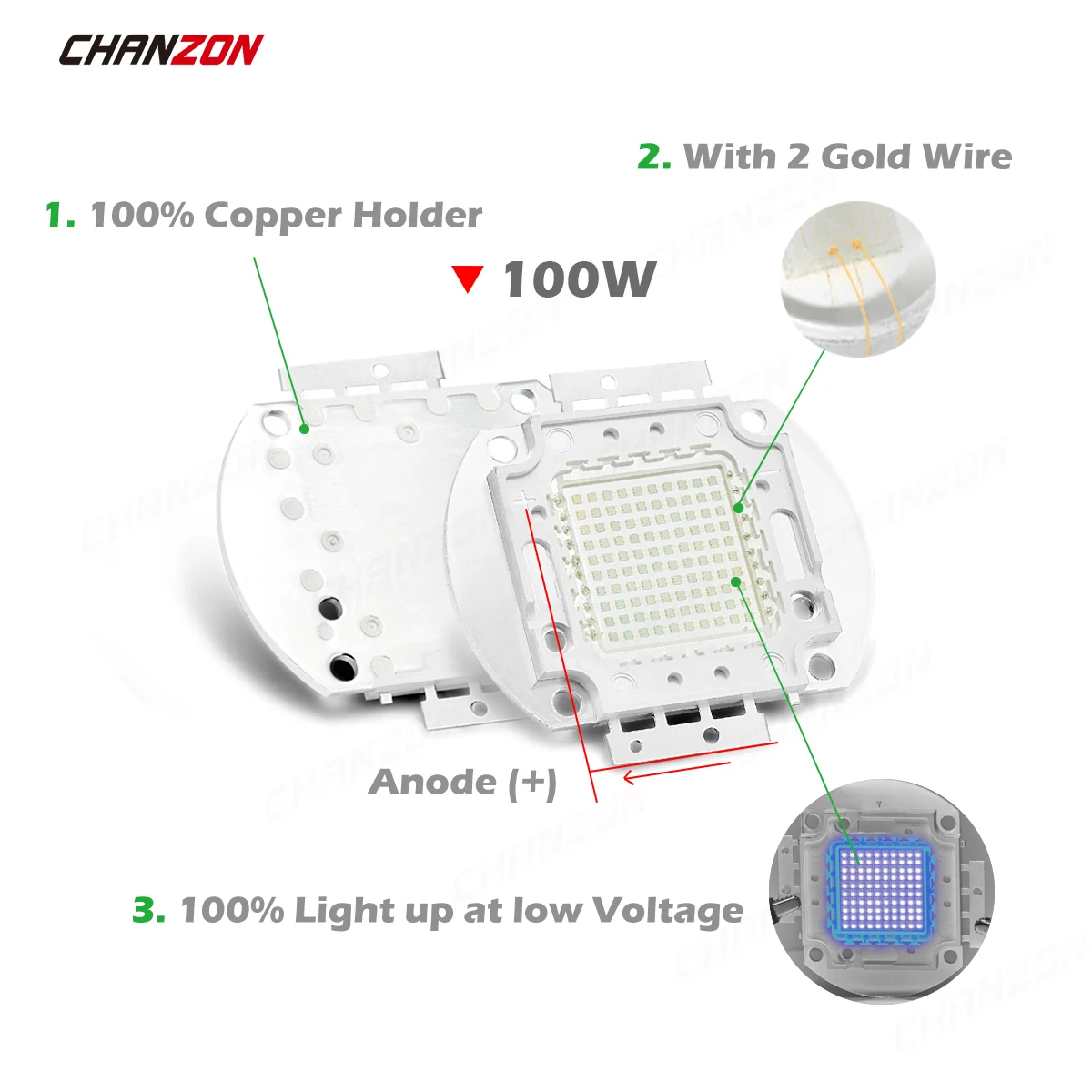 100W High Power LED Chip Series COB Super Bright SMD LED Light Full Spectrum UV RGB Chip For DIY Grow Lamps