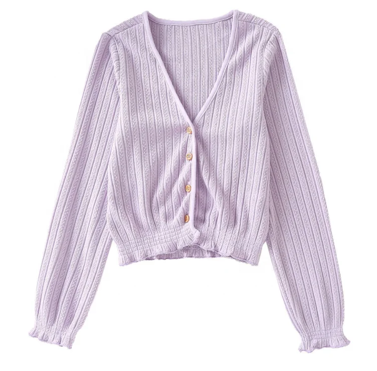 Runwaylover Y628 Falbala 2019 Women Elegant Long Sleeve Knitted Cardigan