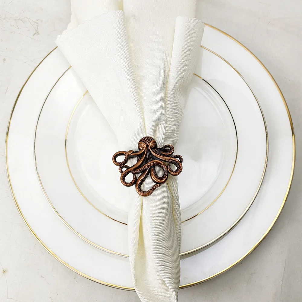 octopus napkin rings eco-friendly devilfish serviette ring electroplating