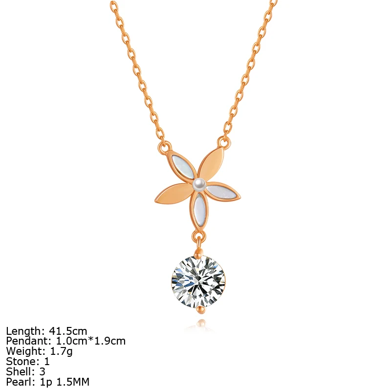 White CZ Stone Flower Charm with Shell Pendant 925 Sterling Silver bicolor MOP Jewelry Wholesale Pendant Necklace for women