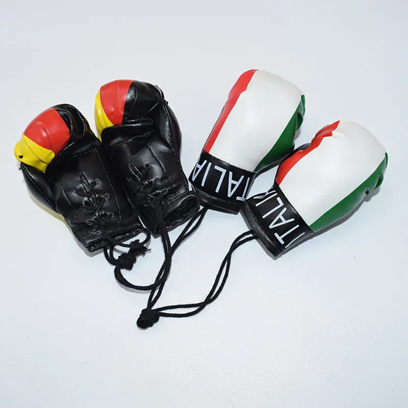 Wholesale 10CM Simulated boxing gloves national flag boxing gloves keychain pendants for cars