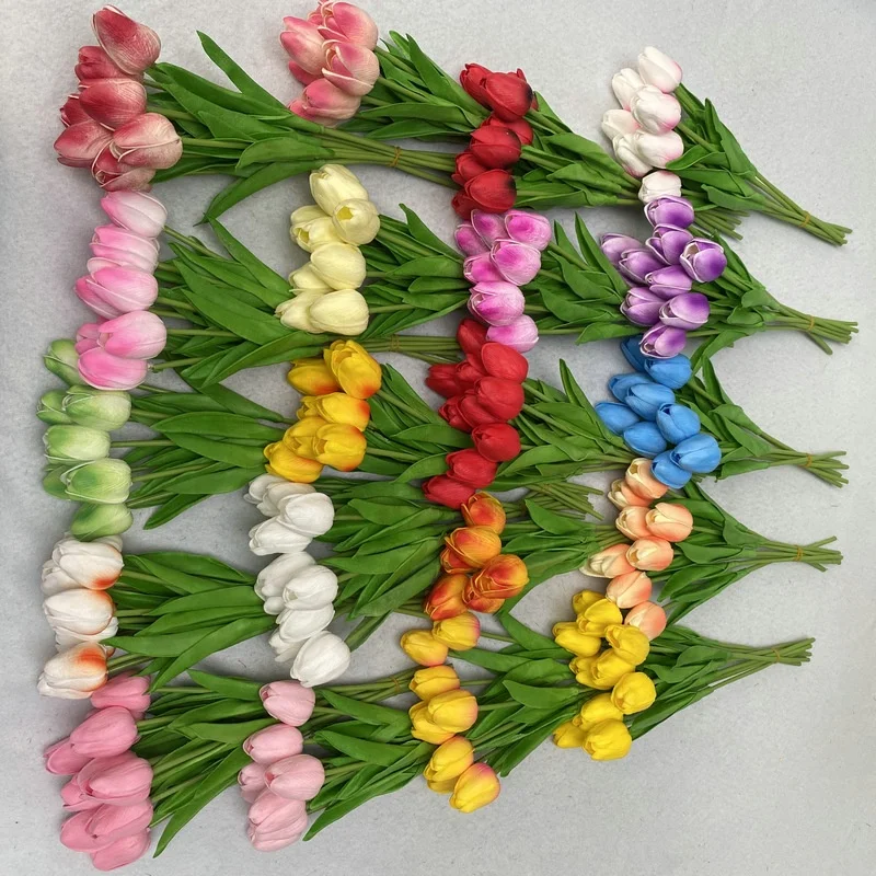 Mini Tulip Simulation Flower Wedding Party Home Decoration Simulation Plant Artificial Flower Hand Feeling Tulip For Sale