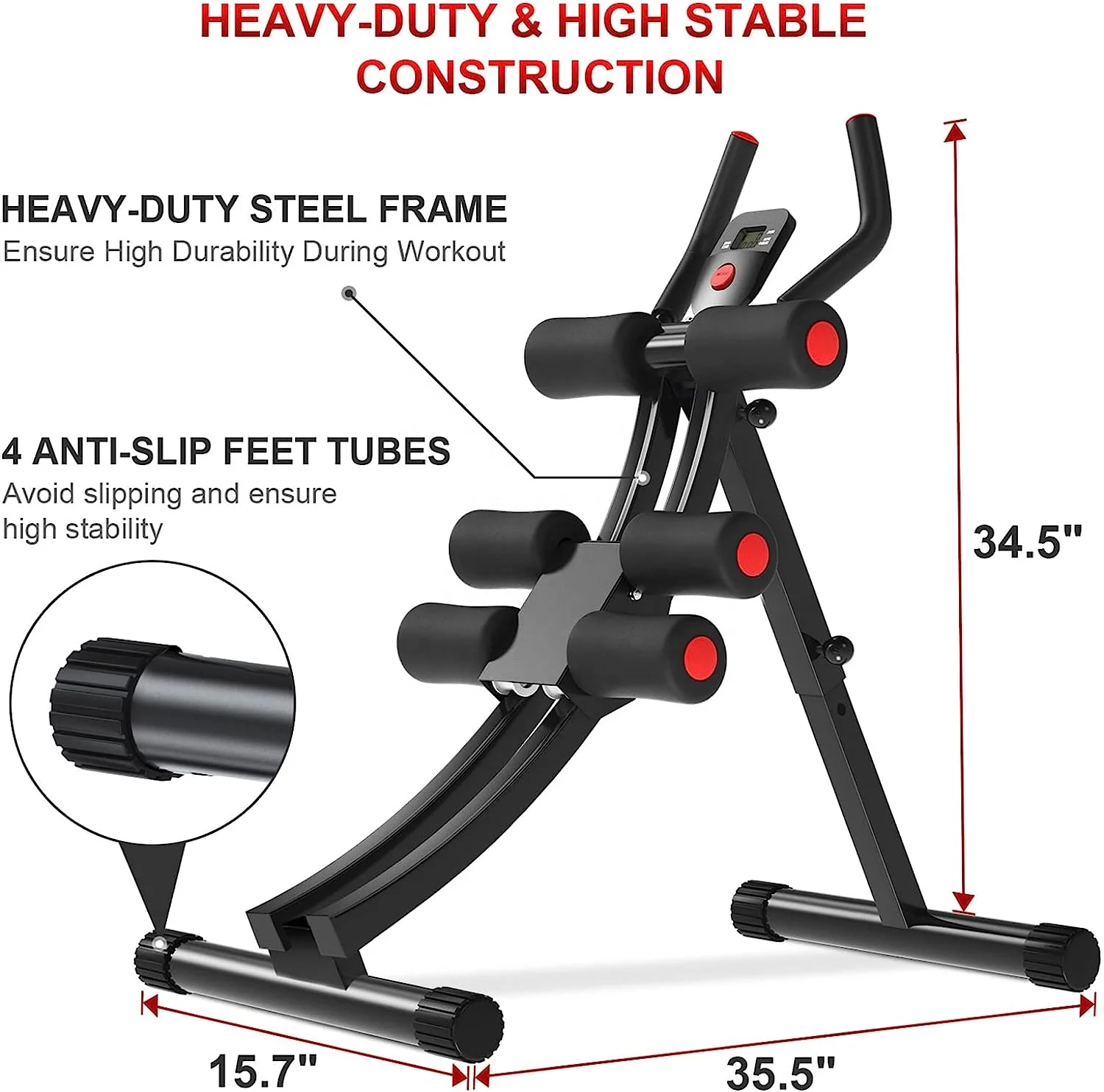 RS Whole Body Workout Waist Trainer Ab Wheel Abs Workout Equipment with Digital Display Foldable Abdominal for Home Gym