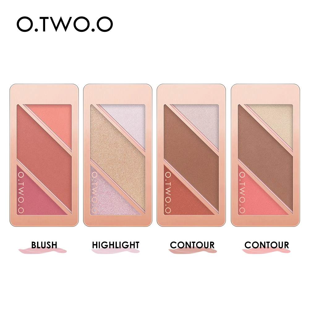 O.TWO.O New Arrival 3 IN 1 Makeup palette Blusher Highlights Shadows 4 types of colors blusher palette