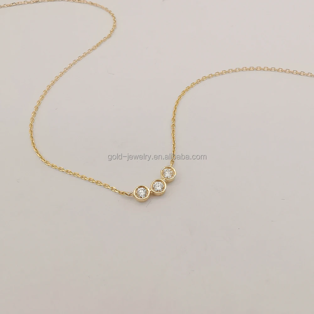 Роскошные изысканные ювелирные изделия AU585 14K сплошное желтое золото лабораторное бриллиантовое ожерелье популярный дизайн