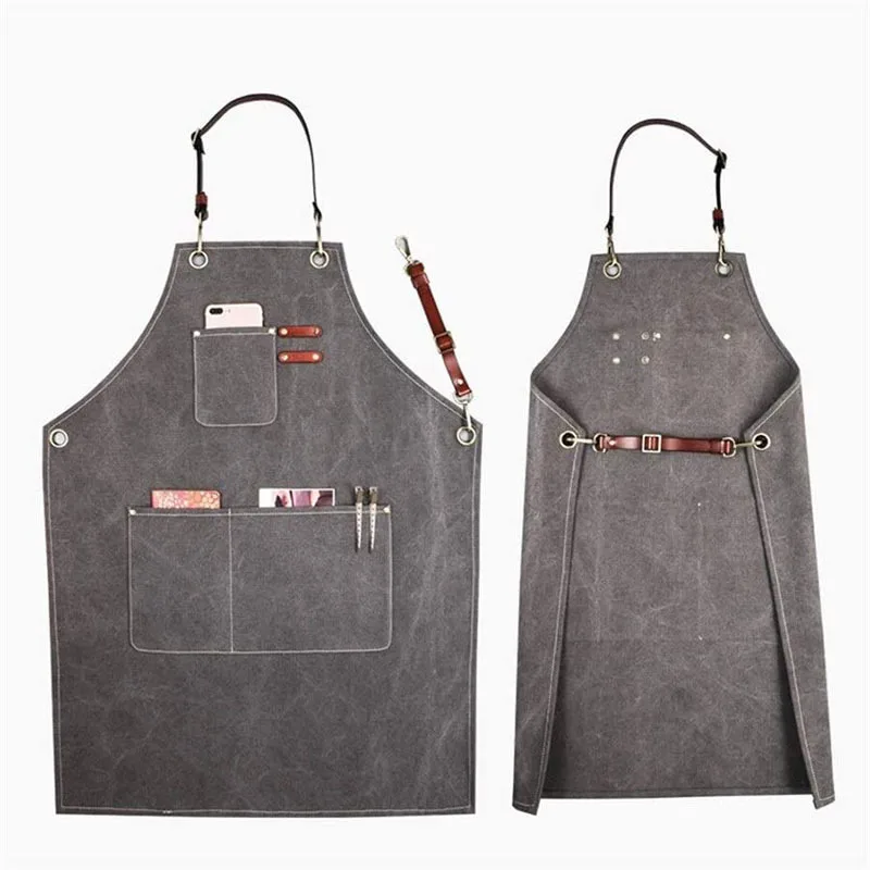 Thickened Canvas Apron Printing Gardening Flower Shop Coffee Shop Barber Shop Tools Can Embroider Apron