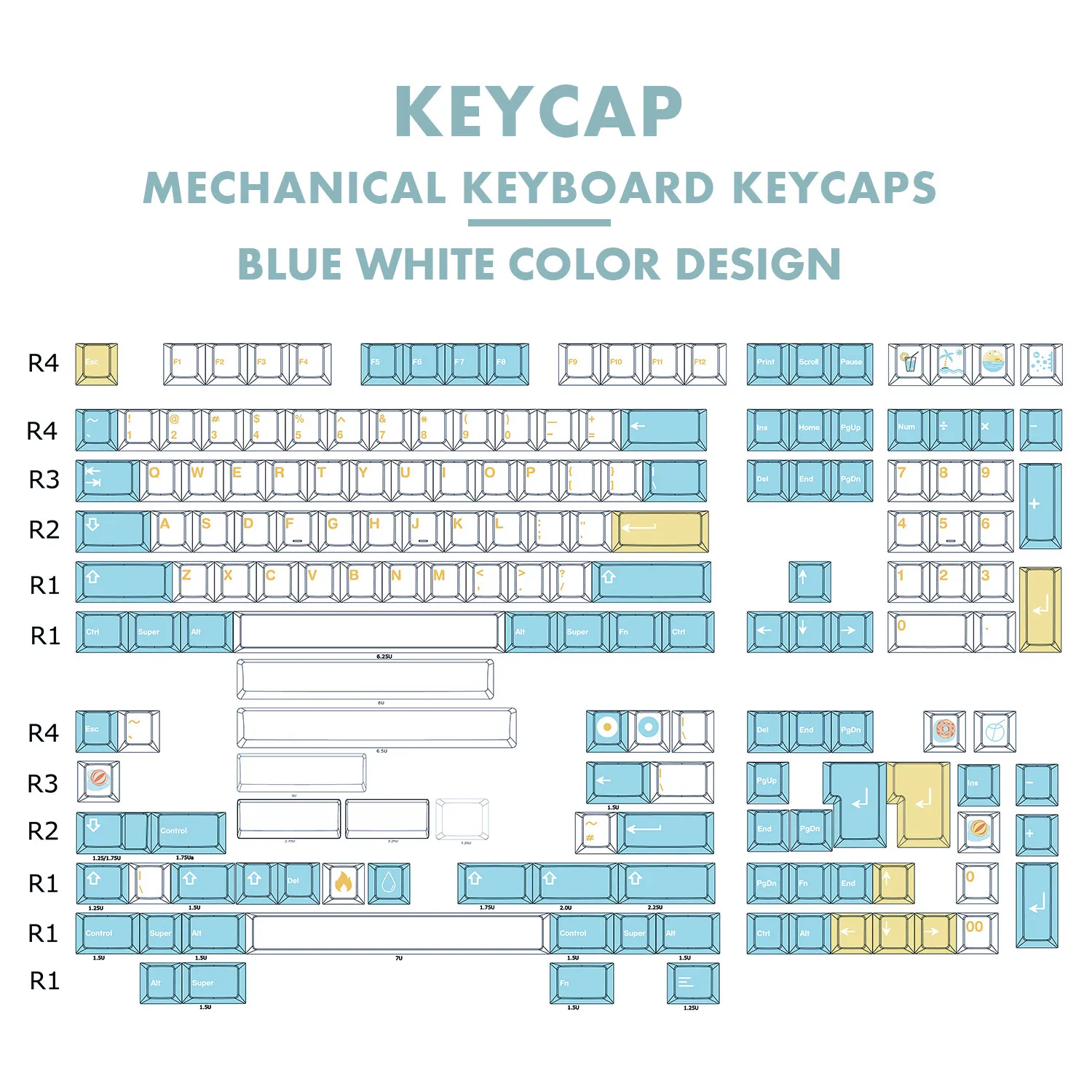 holytom sea salt theme custom key cap PBT reverse dye sublimation key cap