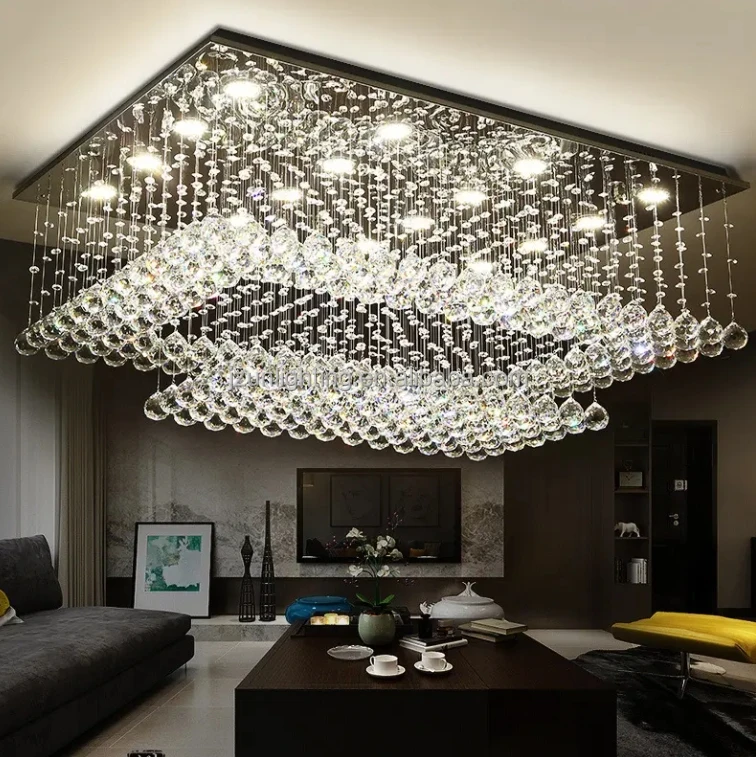 Modern Nordic Crystal Chandelier for Hotel Lobby Restaurant Bar Counter round Pendant Lighting with Iron Parts for Room Decor