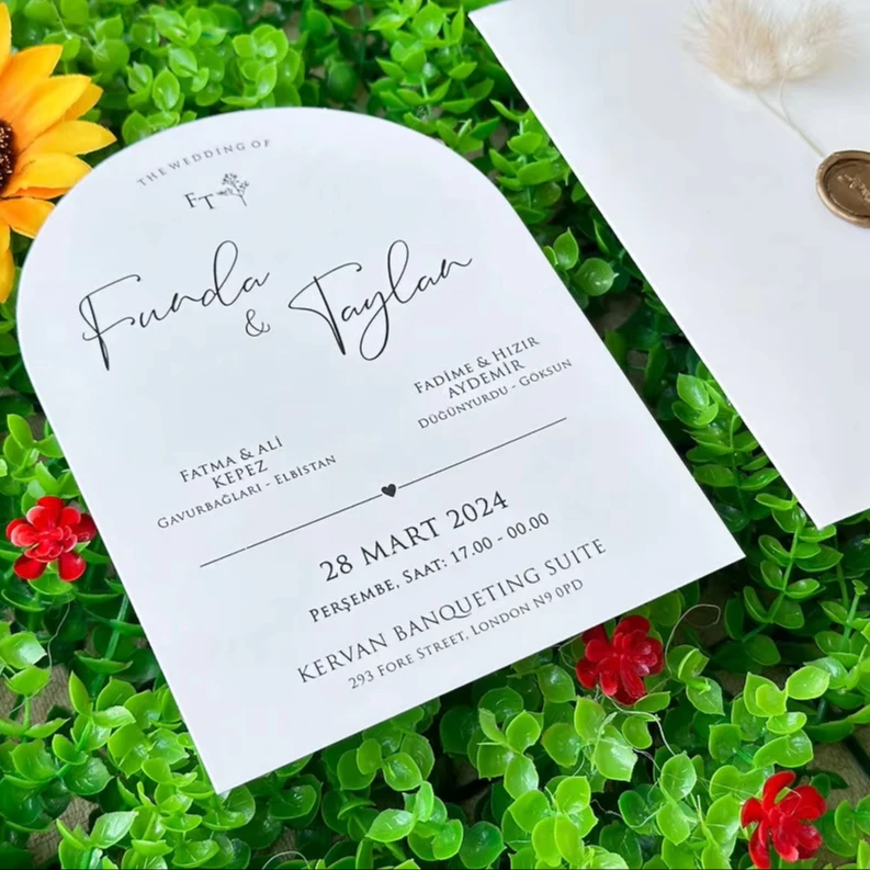 Customized Special Paper Paperboard Printing Business Name menu arch Invitation Card wedding save the date