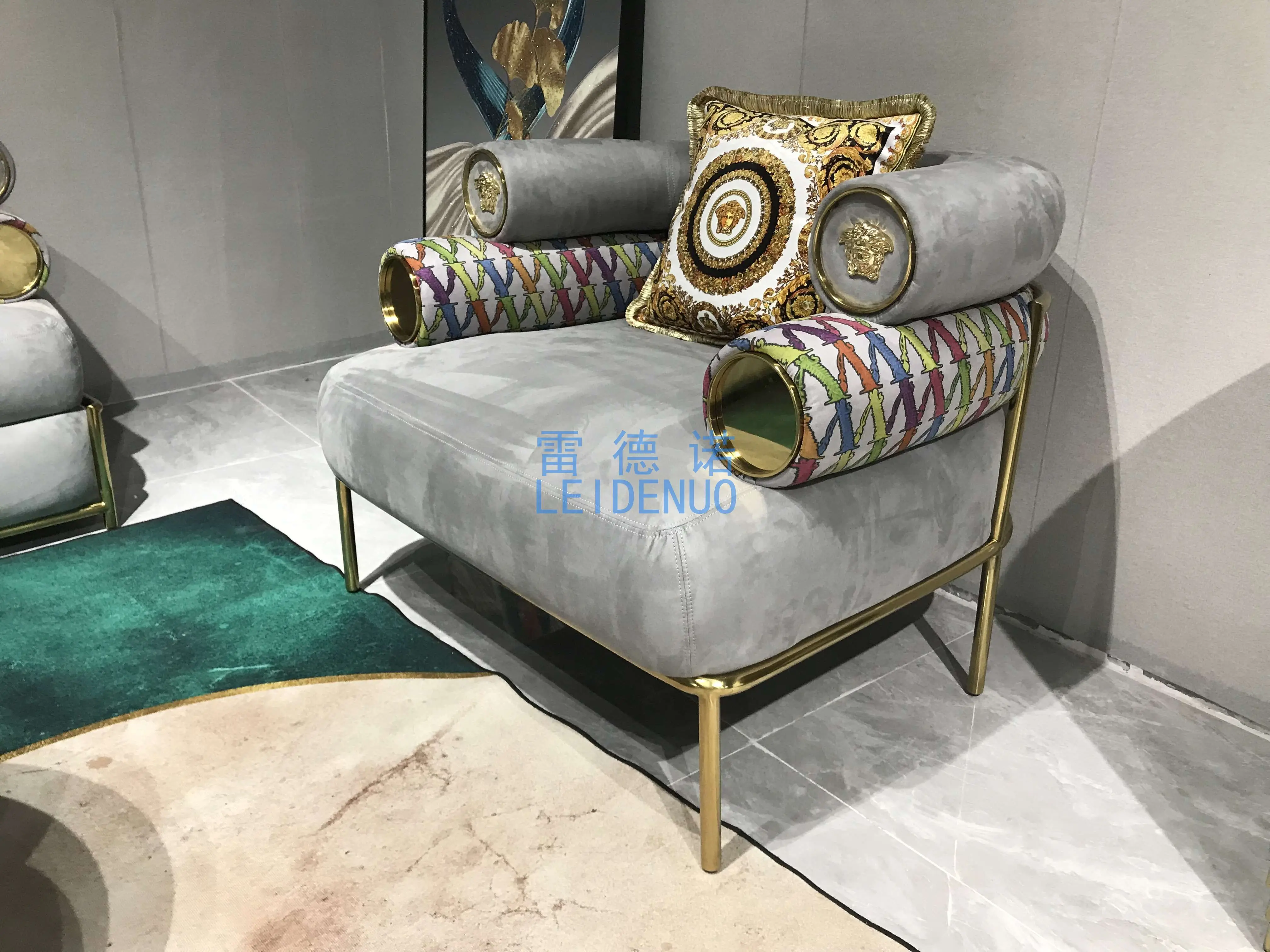 High end gray sofa set furniture couch living room Italian fabric modern luxury sofa set