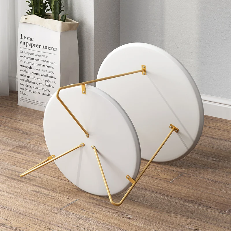 
Export to Europe contracted modern golden MDF round tea coffee teapoy table 