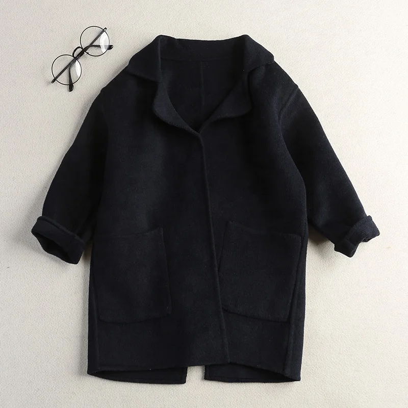 Wholesale Child Coats Turn Down Collar Boys Girls Kids Wool Trench Coats