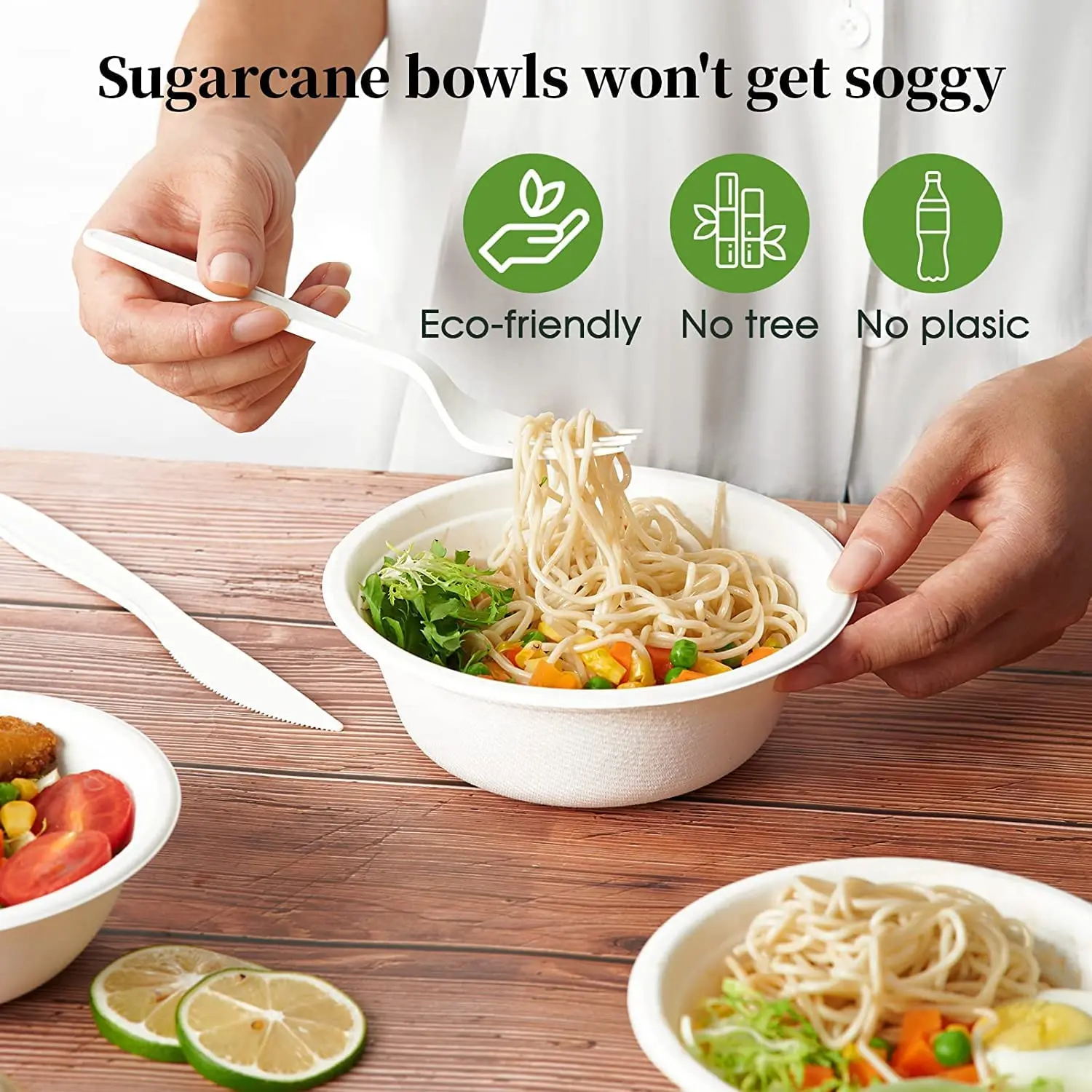 PFAS Free 12 Oz Eco Friendly Biodegradable Bagasse Pulp Soup Bowls Takeaway Food Packaging Disposable Soup Bowl