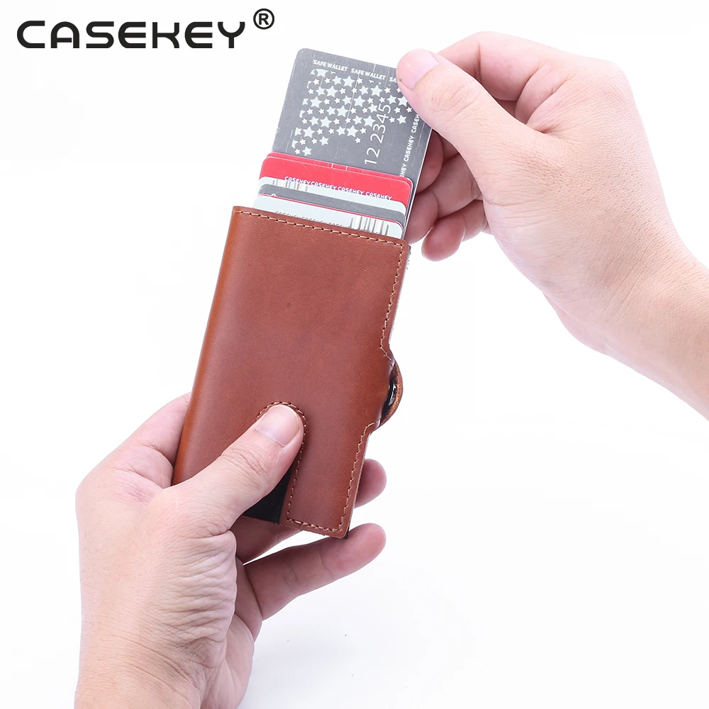 Casekey Extra thin Anti Theft Rfid Blocking Aluminum Metal wallet for Men Women with Coin Pocket