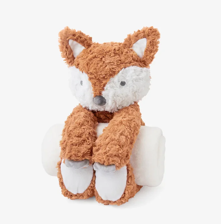 Wholesale Fox Stuffed Animal Toys Plush blanket Fox Bedtime Huggie Plush Toy