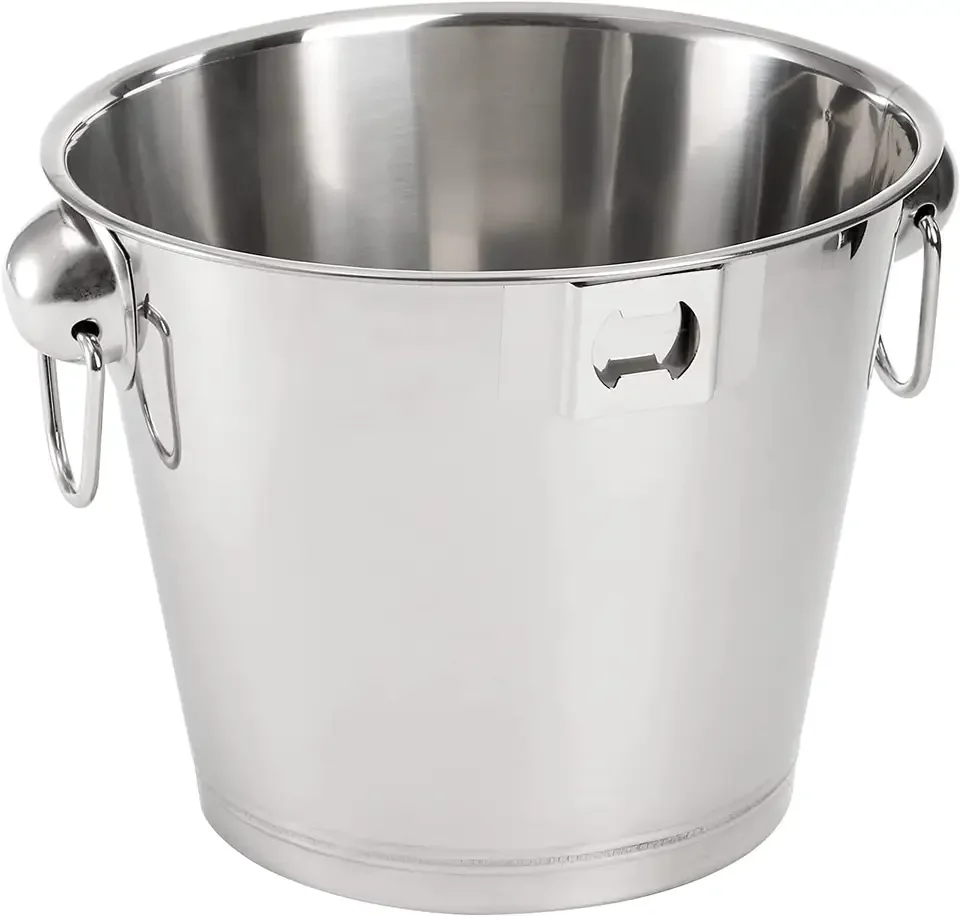 Two Ears Beer Ice Buckets Stainless Steel Champagne Empty Drum Iron Container Ice Bucket with Bottle Opener