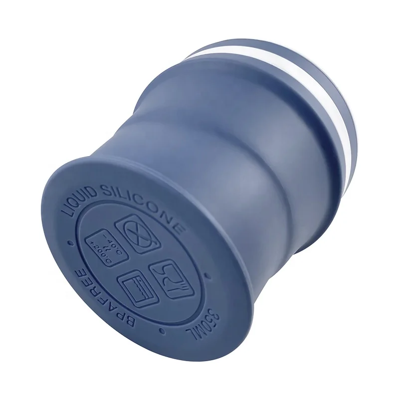 Custom Bulk Ecofriendly Foldable Collapsible Food Grade Silicone Cups Travel Silicon Folding Coffee Mug Cup To Go 13 Ounce 350ML
