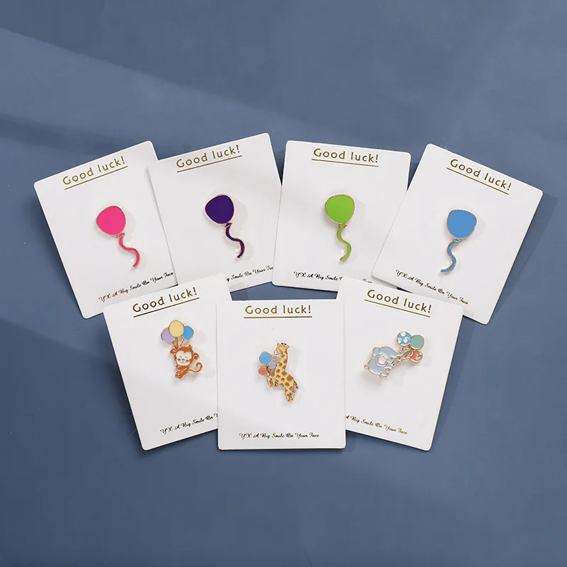 New Wholesale Color Balloons Cartoon Animals Brooches Giraffes Monkeys Elephants Badges Cute Accessories Alloy Gifts