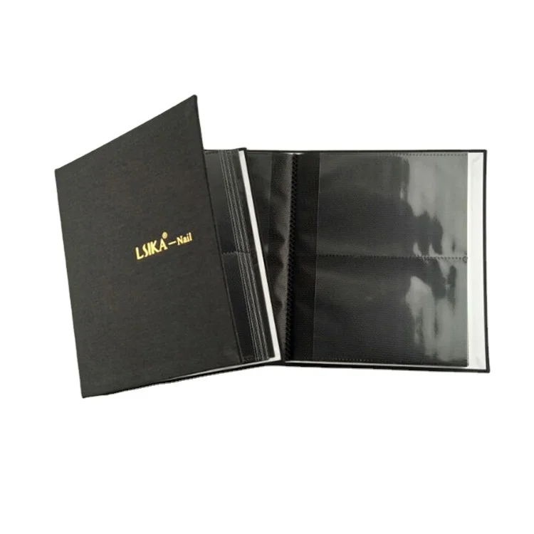 Custom Black fabric Nail art Card Album display 2 piece Photo Album  fit family photo Manufactory