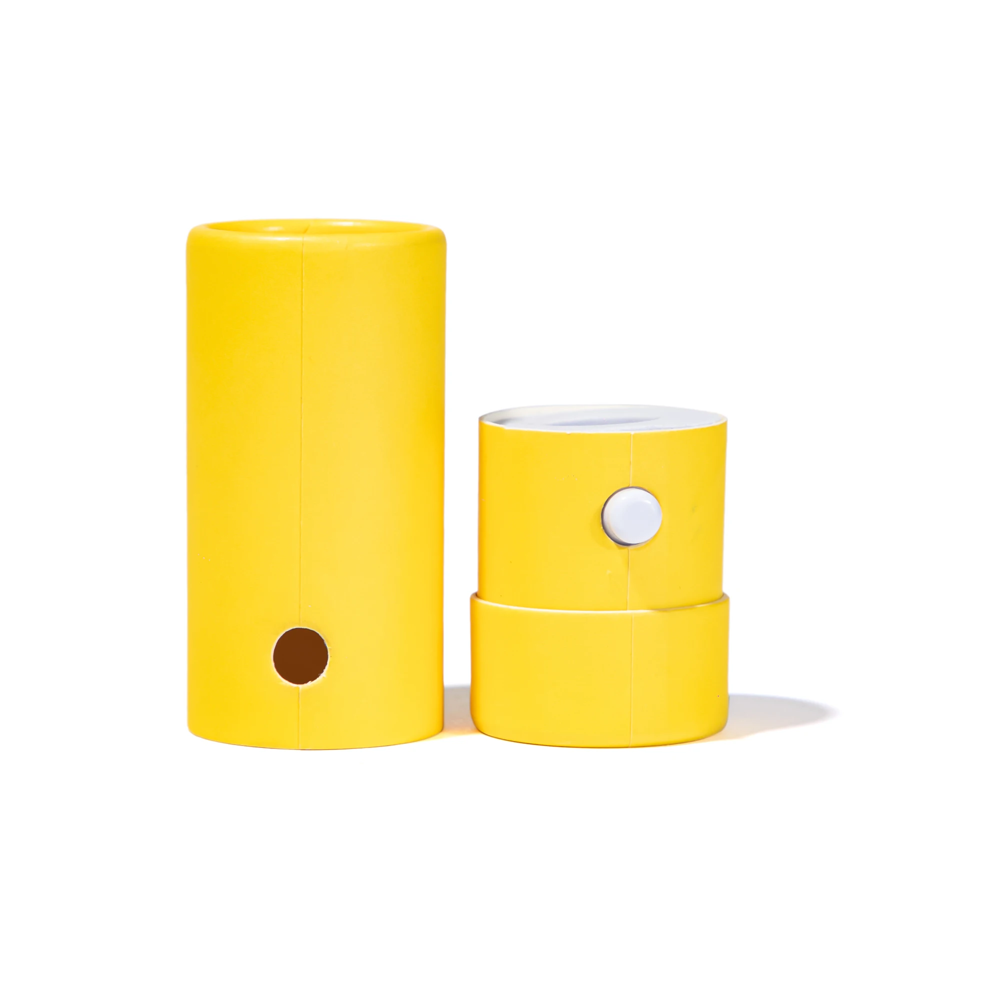 Child Resistant Custom Cardboard Tube Herb Container Joint Paper Tube With Childproof Button Eva Insert Protection