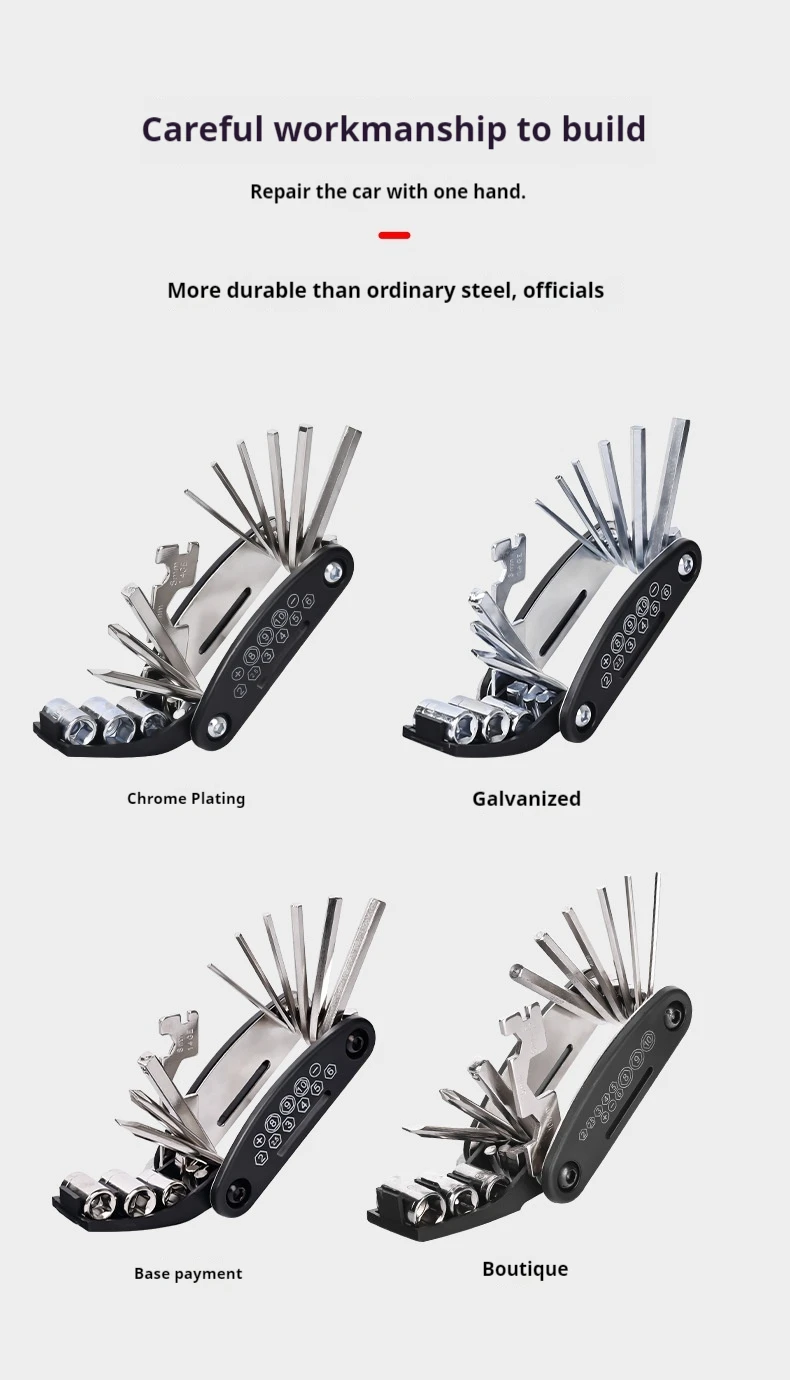 Multifunctional Folding Car Wrench Set Bicycle Repair Combination Tire Repair Tool Mountain Road Bike Garage Wrench