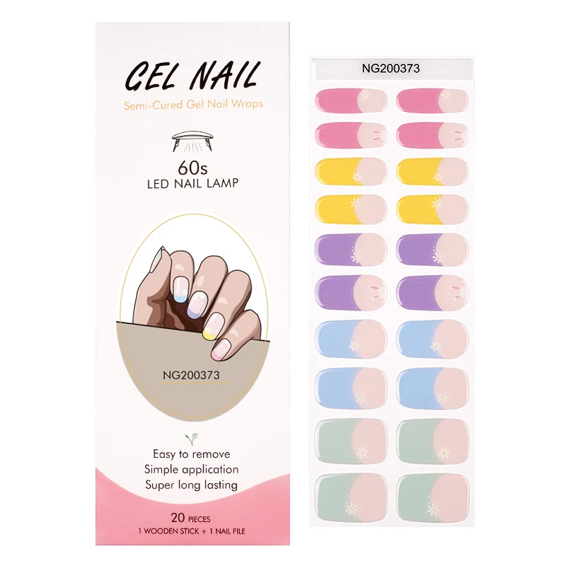 Gel Nail Polish Strips, Adhesive Full Wrap Gel Nail Art Sticker, Waterproof Gel Nail Wrap Stickers with Nail File and Stick