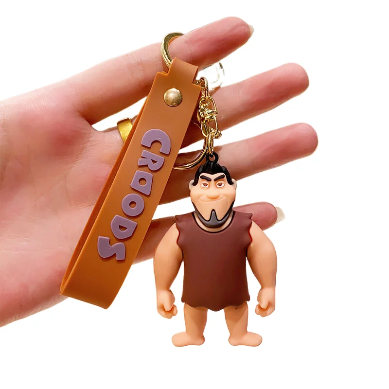 Fantasy action adventure animated movie The Crood toys keychain Promotional Wholesale Silicone PVC Anime KeyChains Accessories