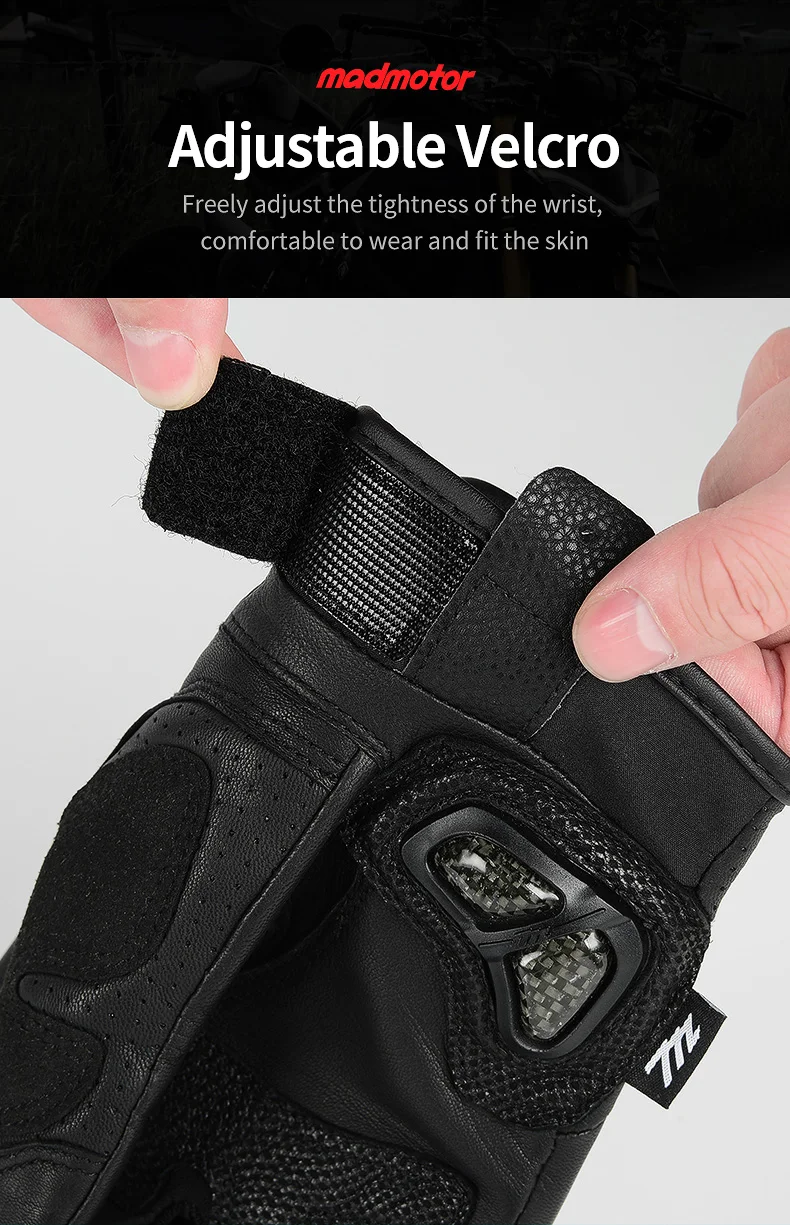 BMX ATV MX Hand Safety Protective Touch Screen Carbon Fiber Genuine Sheepskin leather white motorcycle gloves