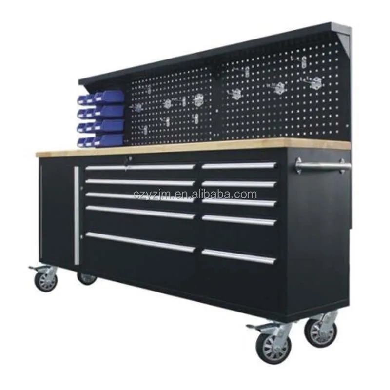 Stainless Steel Garage Cabinets Metal Roller Tool Box & Workbench for Tool Storage for Mechanics and Workshop Use
