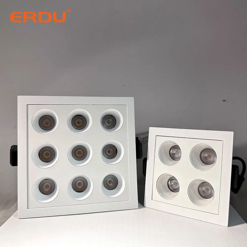 ERDU LED Rectangular Recessed Aluminium Spotlight 1/2/3/4/5/9/10/15 Heads Recessed Linear Light Led Ceiling Lamp Led Downlight