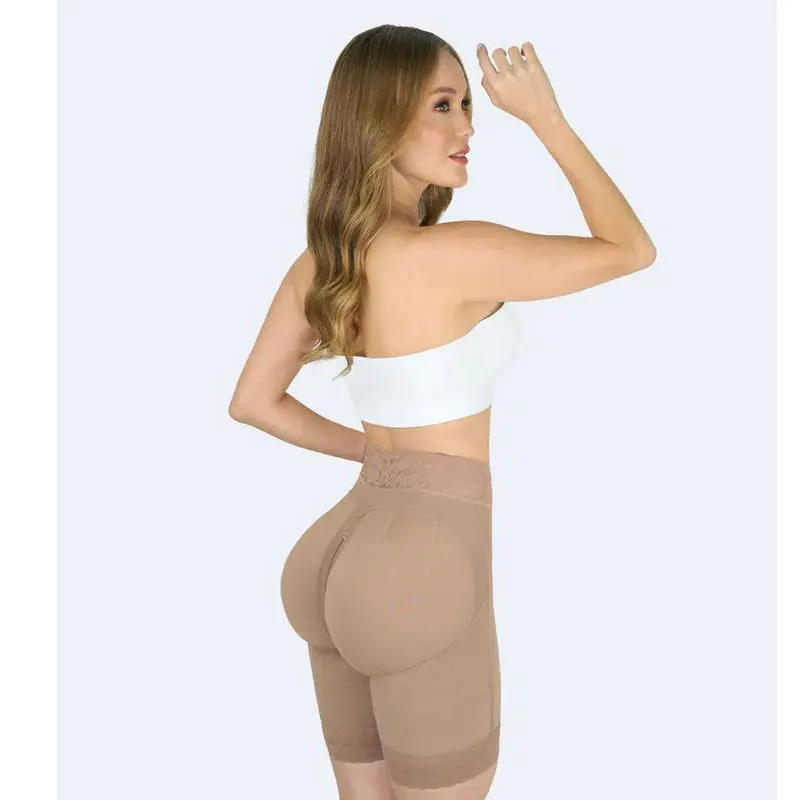 Butt Lifter Shorts with Brooches Short Women Double Compression Belly Zipper Butt Lifter Body Shaper Garment Adjustable Straps