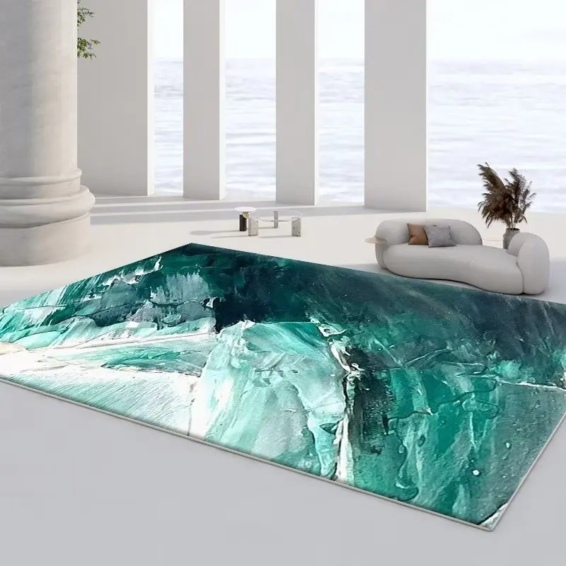 Modern oli painting style living room luxury carpet bedroom fur and dyeing rug and mats check pattern carpet