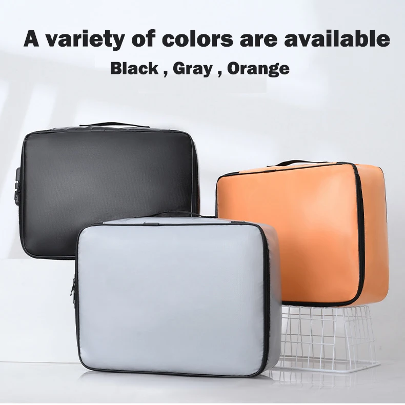Cheap Oxford cloth zipper documents bags fire and water resistant holder organizer safe storage fireproof document bag with lock