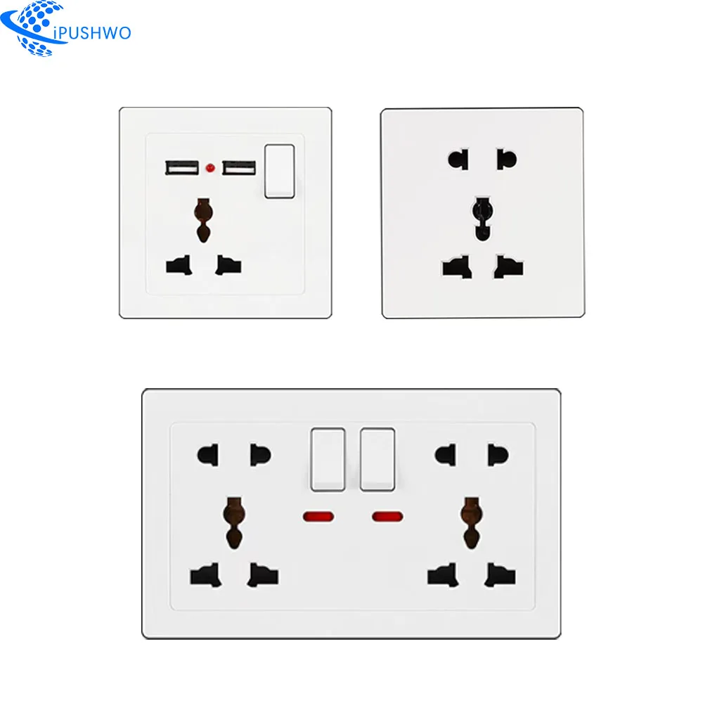 Italian WiFi Compatible 4-way 3-way Dimmer Wall Switch Socket Square Voltage 250v 10A Home Zigbee French TV PC EU Italian